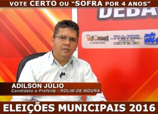 ELEIÇÕES MUNICIPAIS 2016: ADILSON JÚLIO