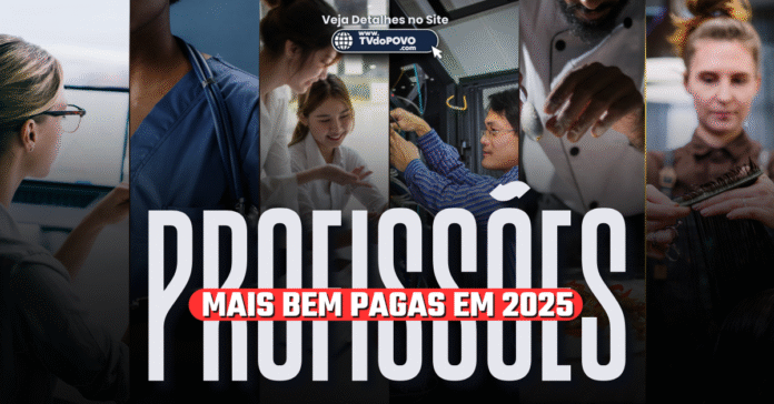 profissionais atuando nas áreas mais bem pagas em 2025, como saúde, tecnologia e estética
