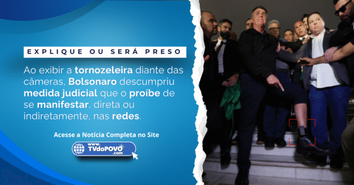 Bolsonaro exibe tornozeleira eletrônica diante de jornalistas no Congresso, cercado por aliados