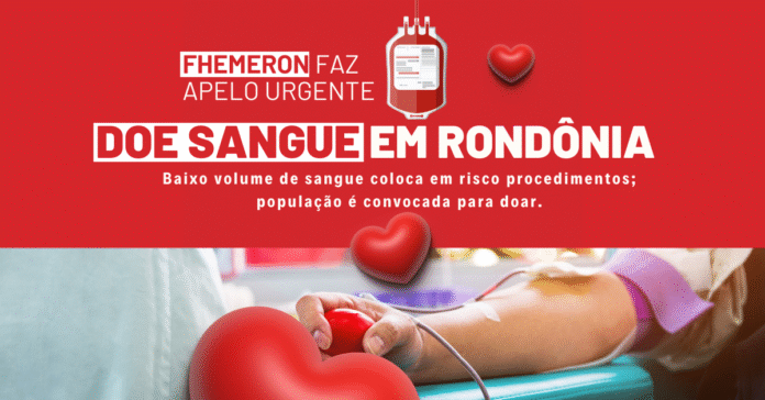 Doação de sangue na unidade móvel da Fhemeron em Rondônia Pessoa doando sangue em unidade móvel da Fhemeron em Rondônia durante campanha de doação