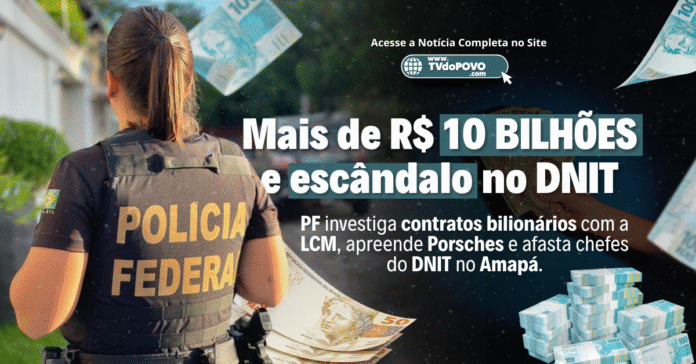 Agente da Polícia Federal durante operação que investiga escândalo de R$ 10 bilhões no DNIT com contratos da LCM.