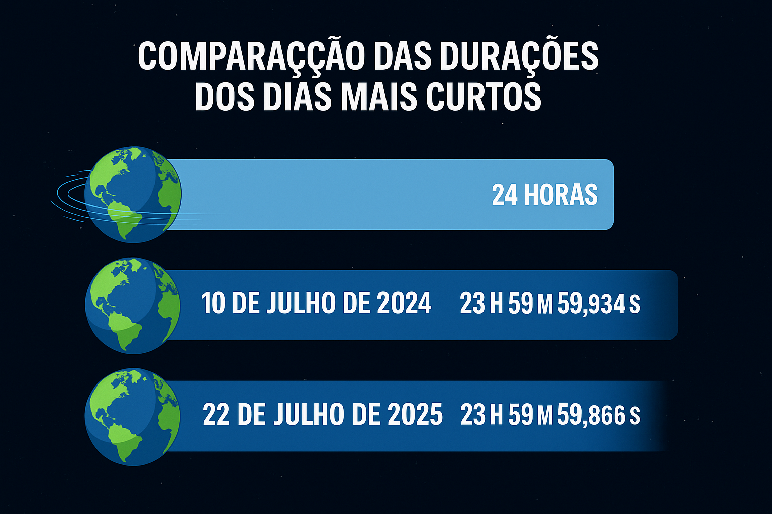 Gráfico comparativo mostra a duração dos dias mais curtos da Terra em milissegundos nos anos recentes