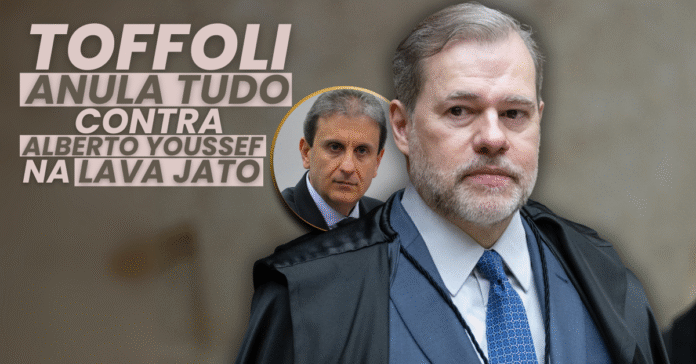 Toffoli anula condenações da Lava Jato contra Youssef Dias Toffoli anula todas as condenações da Lava Jato contra Alberto Youssef, com imagem dos dois.
