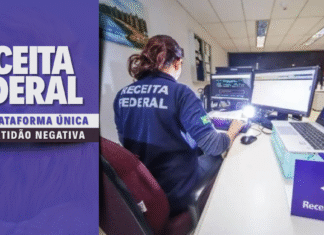 Receita Federal unifica emissão da Certidão Negativa Funcionário da Receita Federal trabalhando em computadores, ilustrando o lançamento da nova plataforma única para Certidão Negativa.