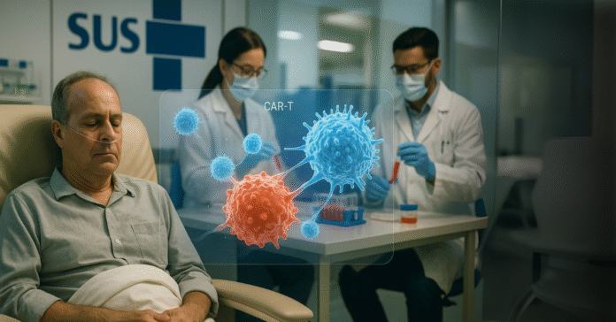 SUS pode adotar terapia celular CAR-T contra o câncer Paciente do SUS em tratamento com terapia celular contra câncer com uso de células CAR-T em hospital público