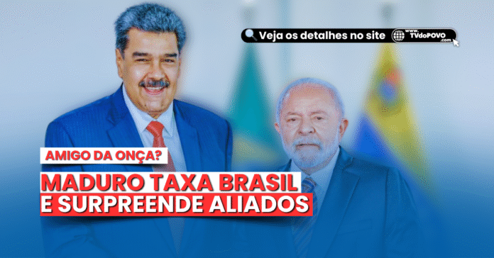 Maduro e Lula com bandeiras ao fundo; Venezuela taxa Brasil e surpreende aliados comerciais