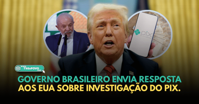 Brasil responde ao Pix em investigação dos EUA, com Lula e Trump em destaque na capa da notícia.