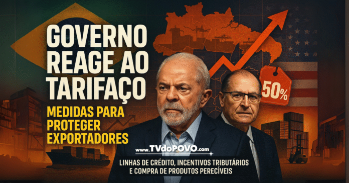 Lula e Geraldo Alckmin anunciam pacote contra tarifaço de 50%, com medidas para proteger exportadores brasileiros.