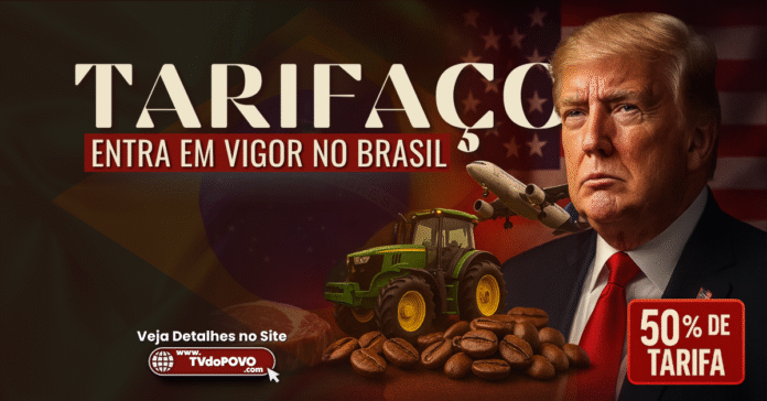 Tarifaço entra em vigor no Brasil com Trump, produtos como carne, café e máquinas são afetados