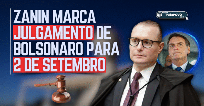 Ministro Cristiano Zanin marca julgamento de Jair Bolsonaro no STF para 2 de setembro, com destaque para o martelo da Justiça.
