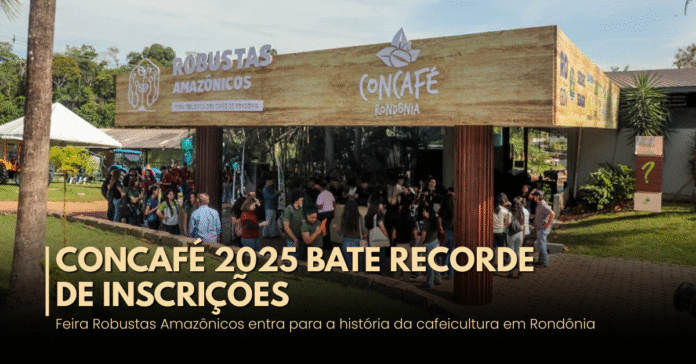 Entrada da Feira Robustas Amazônicos com grande público em frente ao pavilhão do Concafé 2025, em Cacoal, Rondônia.
