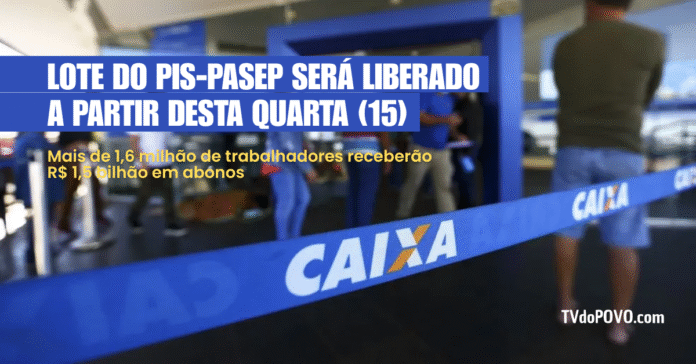 Fila de pessoas em agência da Caixa Econômica Federal para receber o lote extra do PIS-Pasep liberado pelo governo.