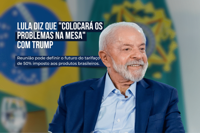 Lula sorri durante entrevista, ao comentar que colocará os problemas na mesa com Trump em negociação sobre tarifas de 50% impostas pelos EUA.