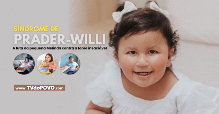 Menina acreana de dois anos sorri para a câmera enquanto enfrenta a Síndrome de Prader-Willi, doença genética rara que causa fome insaciável.