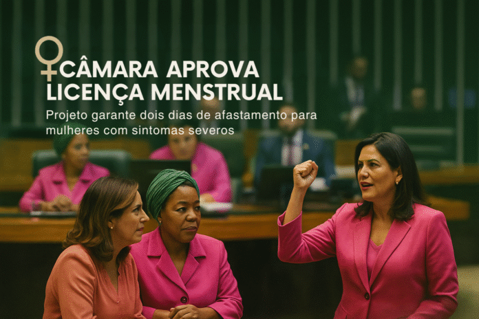 Deputadas comemoram aprovação da licença menstrual na Câmara dos Deputados