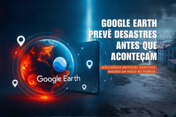 Google Earth usa inteligência artificial para prever desastres naturais e identificar regiões em risco climático.