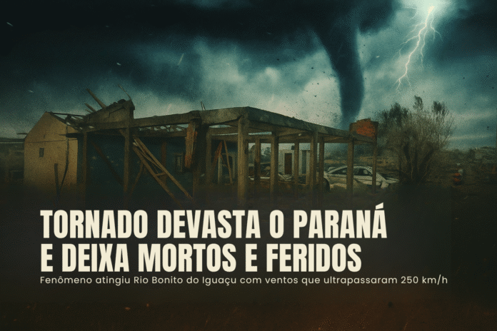 Tornado causa destruição em Rio Bonito do Iguaçu e deixa mortos no Paraná