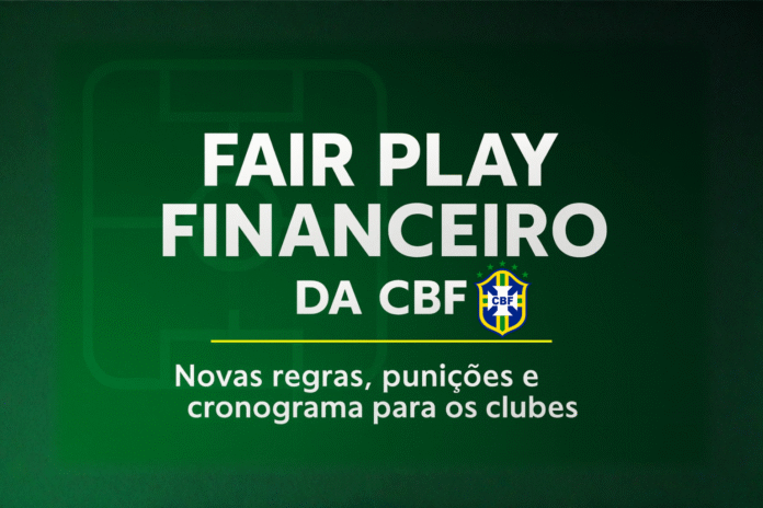 Arte sobre o fair play financeiro da CBF com fundo verde e título destacando novas regras e punições para os clubes.