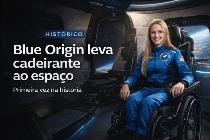 Blue Origin leva cadeirante ao espaço Blue Origin leva cadeirante ao espaço pela primeira vez em missão suborbital