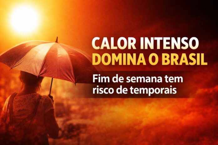 Calor intenso domina o Brasil nesta sexta Pessoa se protege do sol forte durante onda de calor que mantém temperaturas elevadas em várias regiões do Brasil.