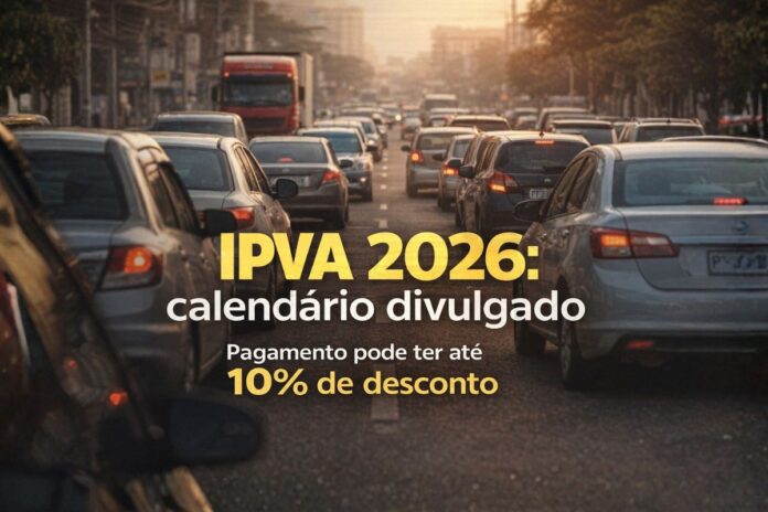 Trânsito urbano em Rondônia ilustra a divulgação do calendário de pagamento do IPVA 2026