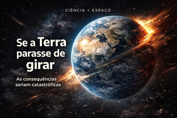 Planeta Terra visto do espaço em cenário que ilustra o que aconteceria se a Terra parasse de girar