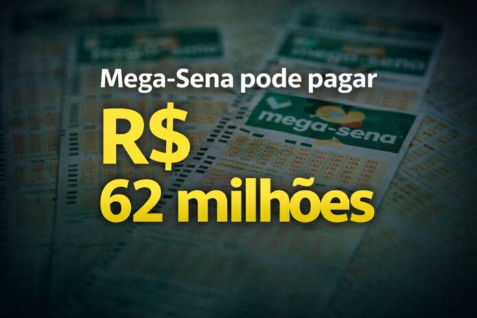 Mega-Sena pode pagar R$ 62 milhões Mega-Sena pode pagar prêmio de R$ 62 milhões neste sábado