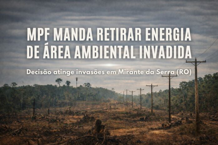 Postes de energia em área ambiental invadida após decisão do MPF em Rondônia