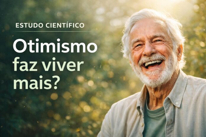 Pessoa idosa sorrindo representa relação entre otimismo, bem-estar emocional e maior expectativa de vida
