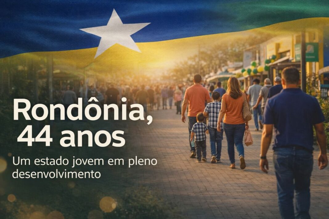Famílias caminham em espaço público durante celebração dos 44 anos de Rondônia