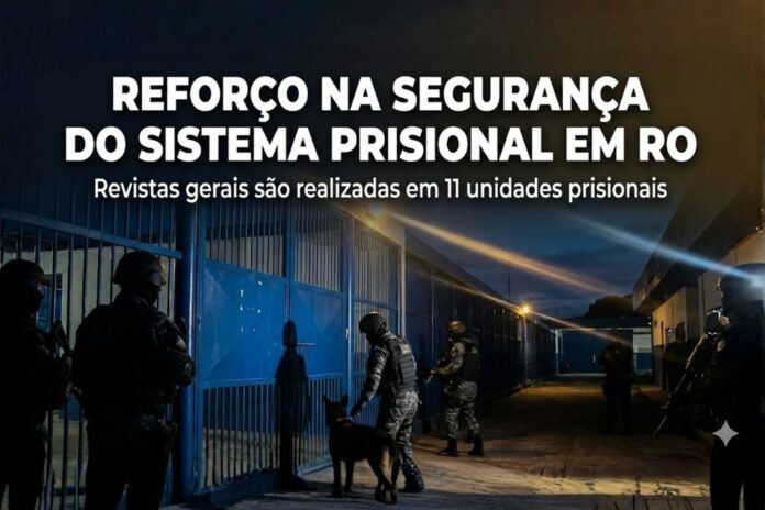 Agentes do sistema prisional reforçam a segurança durante revistas gerais em unidades de Rondônia.