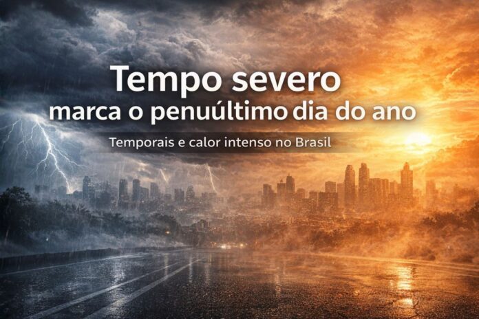 Tempo severo marca o penúltimo dia do ano no Brasil Tempo severo no Brasil com temporais, chuva forte e calor intenso no penúltimo dia do ano