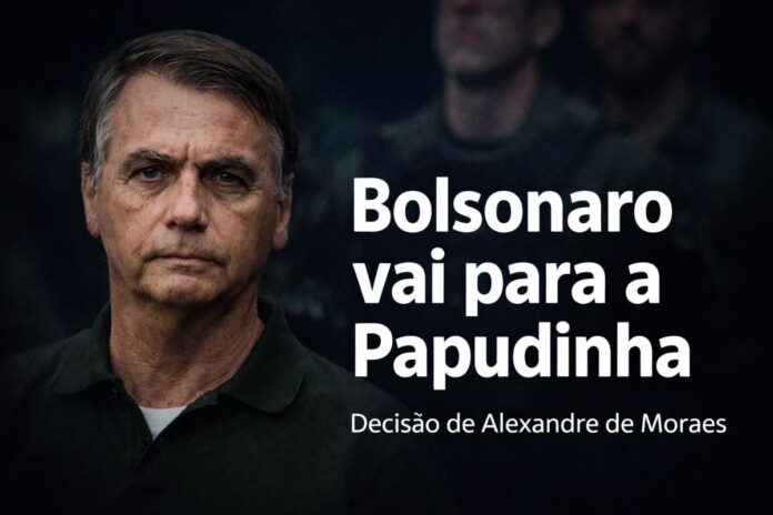 Bolsonaro em imagem séria após decisão de Alexandre de Moraes que determinou transferência da PF para a Papudinha