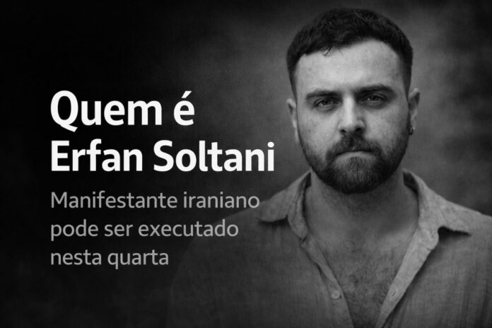 Erfan Soltani, manifestante iraniano de 26 anos condenado à morte após participar de protestos contra o regime do Irã.