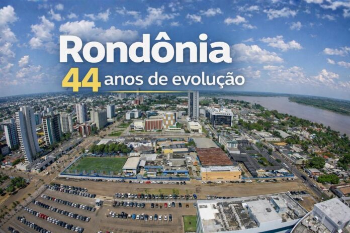 Rondônia completa 44 anos de evolução Rondônia completa 44 anos com imagem aérea destacando desenvolvimento urbano e crescimento do estado