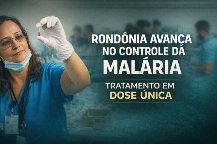 Rondônia avança no controle da malária Profissional de saúde realiza teste para tratamento da malária em Rondônia