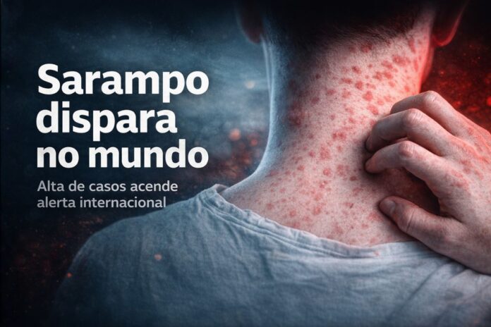 Casos de sarampo disparam e geram alerta internacional Manchas típicas do sarampo em pessoa adulta simbolizam aumento de casos e alerta internacional de saúde pública