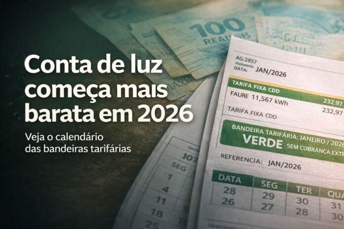 Conta de luz começa 2026 mais barata Conta de luz mais barata em 2026 com bandeira verde definida pela Aneel