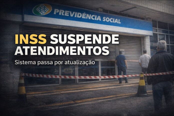 Agência do INSS com atendimento suspenso durante atualização do sistema previdenciário