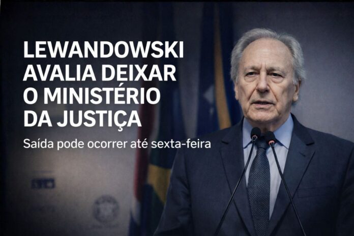 Lewandowski avalia deixar o Ministério da Justiça Ricardo Lewandowski durante pronunciamento enquanto avalia deixar o Ministério da Justiça