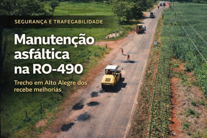 Manutenção asfáltica na Rodovia-490 em Alto Alegre dos Parecis