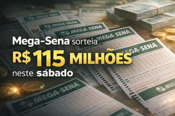 Bilhetes da Mega-Sena ilustram sorteio de prêmio acumulado de R$ 115 milhões marcado para este sábado