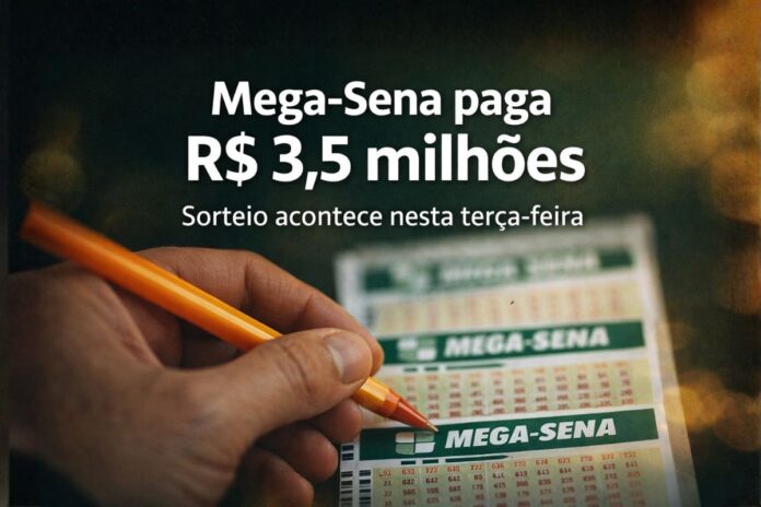 Volante da Mega-Sena com aposta para sorteio de prêmio de R$ 3,5 milhões nesta terça-feira