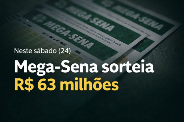 Bilhetes da Mega-Sena ilustram prêmio acumulado de R$ 63 milhões sorteado neste sábado 24.
