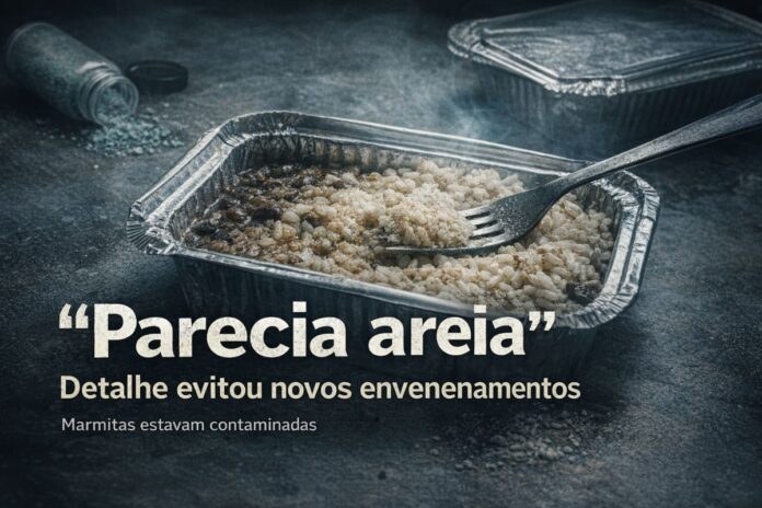 Detalhe em marmita evitou envenenamento em família de MG Marmita com comida contaminada por substância semelhante a veneno em Nova Serrana MG