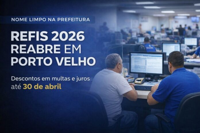Contribuintes são atendidos em repartição pública durante a reabertura do Refis 2026 em Porto Velho