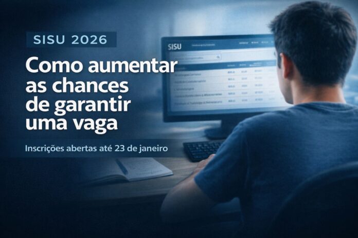 Estudante consulta sistema do Sisu 2026 em computador durante período de inscrições