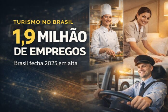 Profissionais do turismo em hotelaria, alimentação e transporte, setores que impulsionaram a geração de empregos no Brasil em 2025