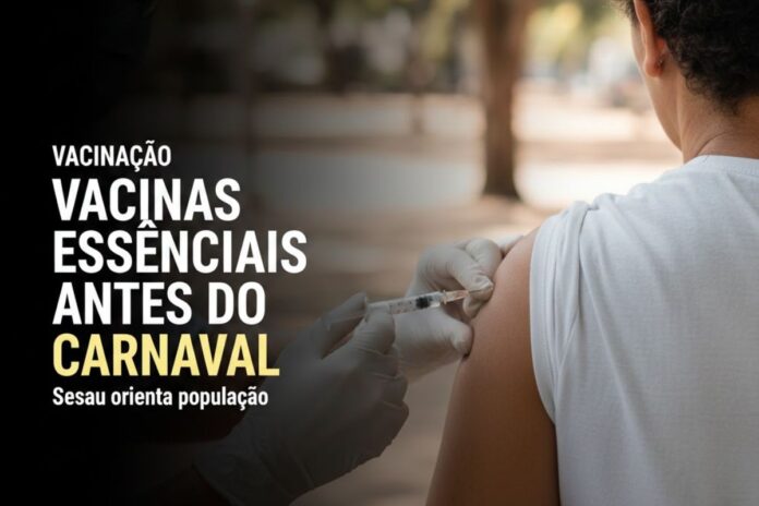 Vacinas essenciais antes do Carnaval Profissional de saúde aplica vacina no braço de uma pessoa, reforçando a importância da vacinação antes do Carnaval.