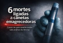 País tem seis mortes por pancreatite associadas a canetas emagrecedoras Caneta emagrecedora segurada por mão com luva médica ilustra investigação sobre mortes por pancreatite no Brasil